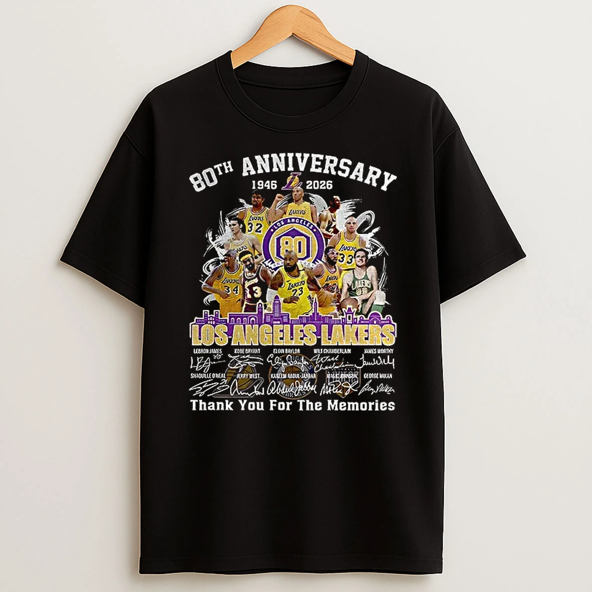 Los Angeles Lakers 80th Anniversary 1947 2026 Obsession Thank You For The Memories Signatures Tshirt Hoodie