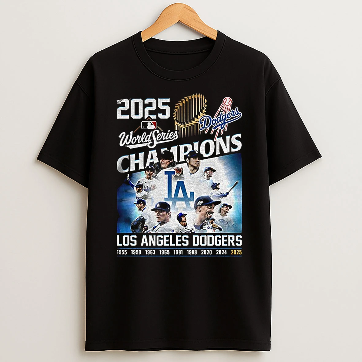 Mlb Los Angeles Dodgers 1955 2025 World Series Champion Baseball Los Angeles Fan Gift Tshirt Hoodie
