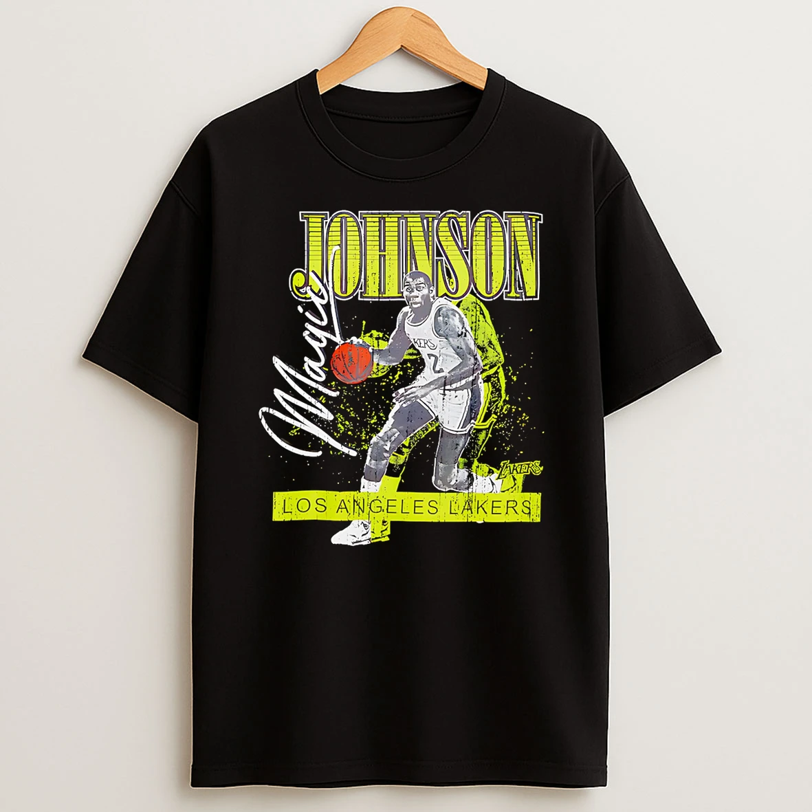 Magic Johnson Los Angeles Lakers Mitchell And Ness Neon Pop Tshirt Hoodie
