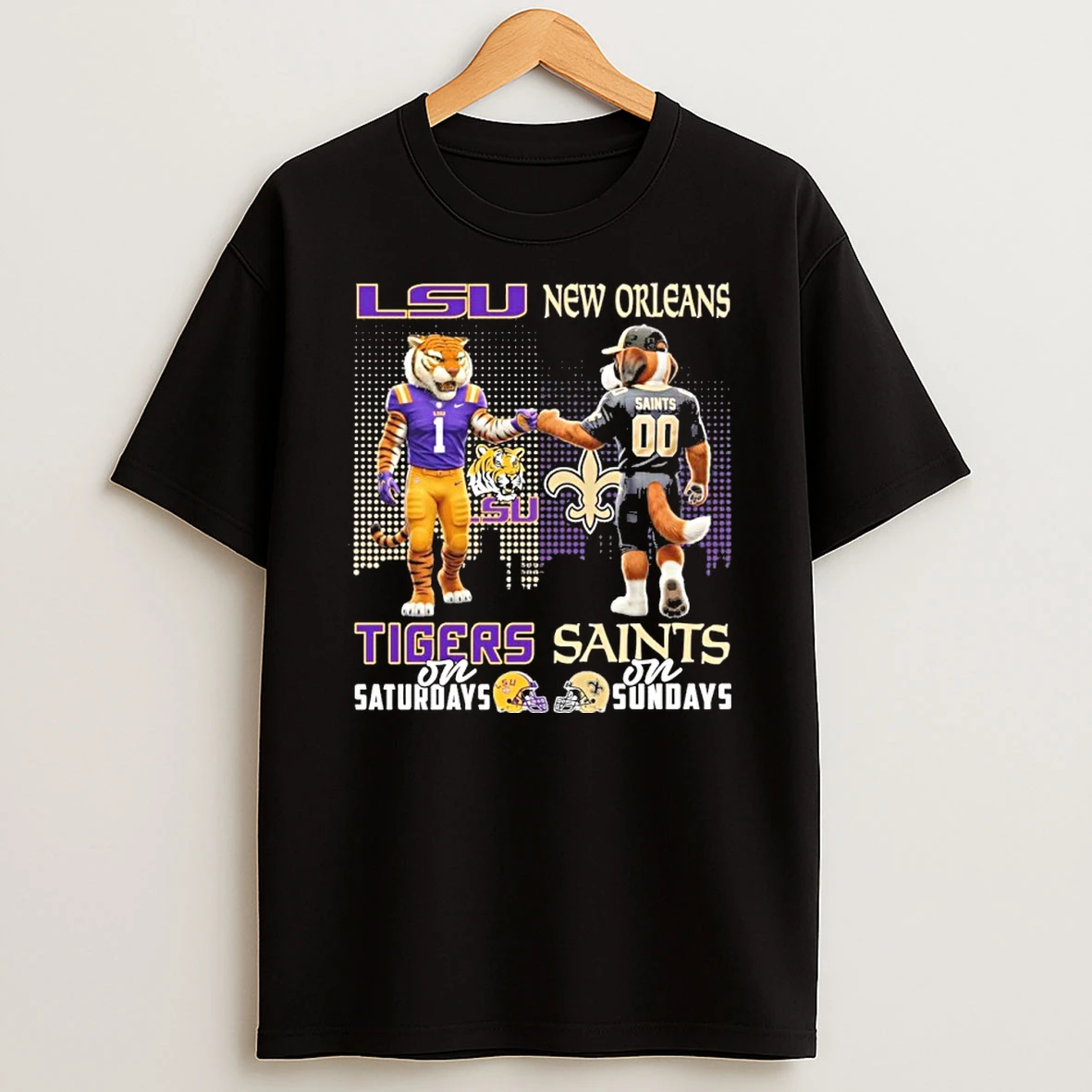 Mascots Lsu Tigers On Saturday And Saints On Sundays Tshirt Hoodie