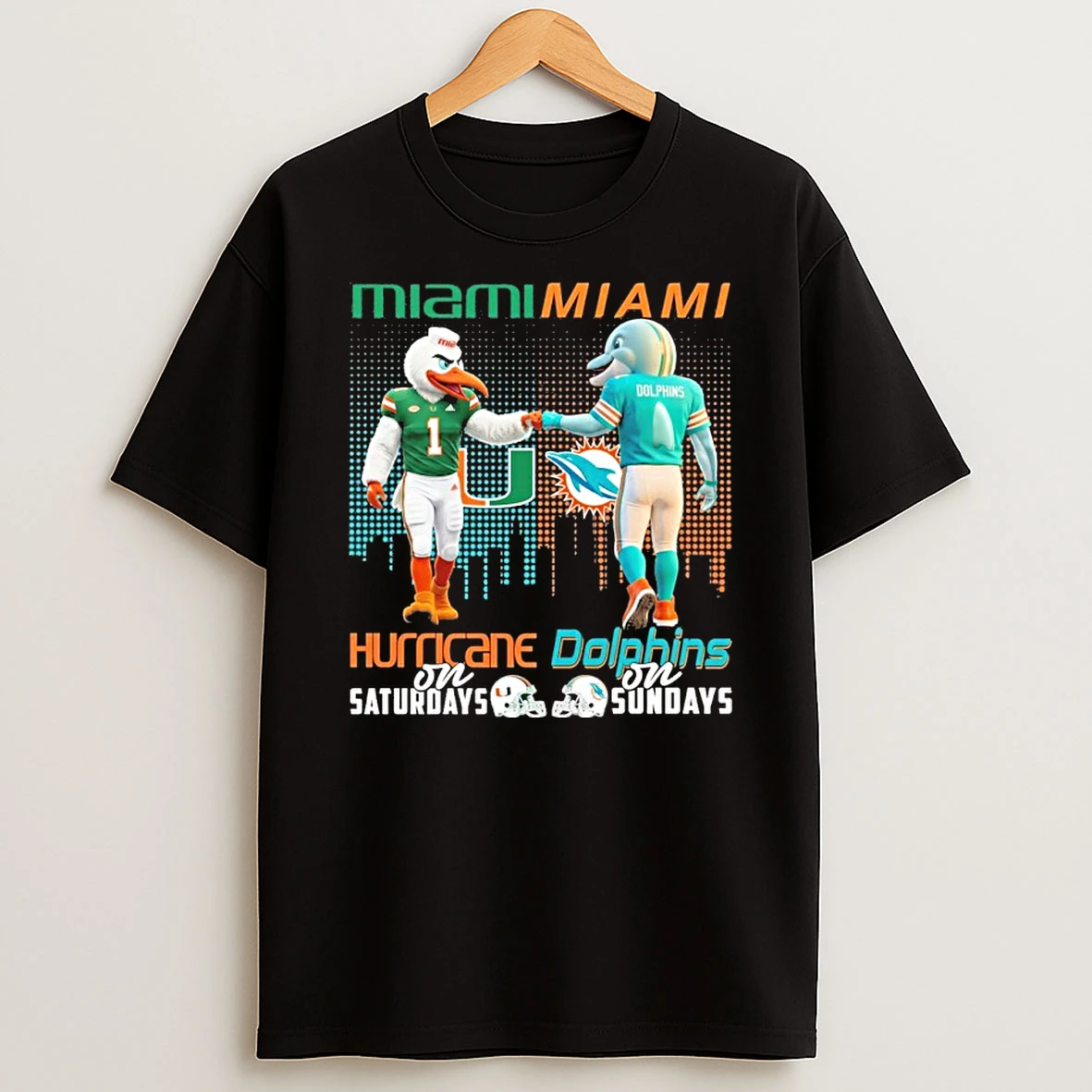 Mascots Miami Hurricanes On Saturday And Miami Dolphins On Sundays Tshirt Hoodie
