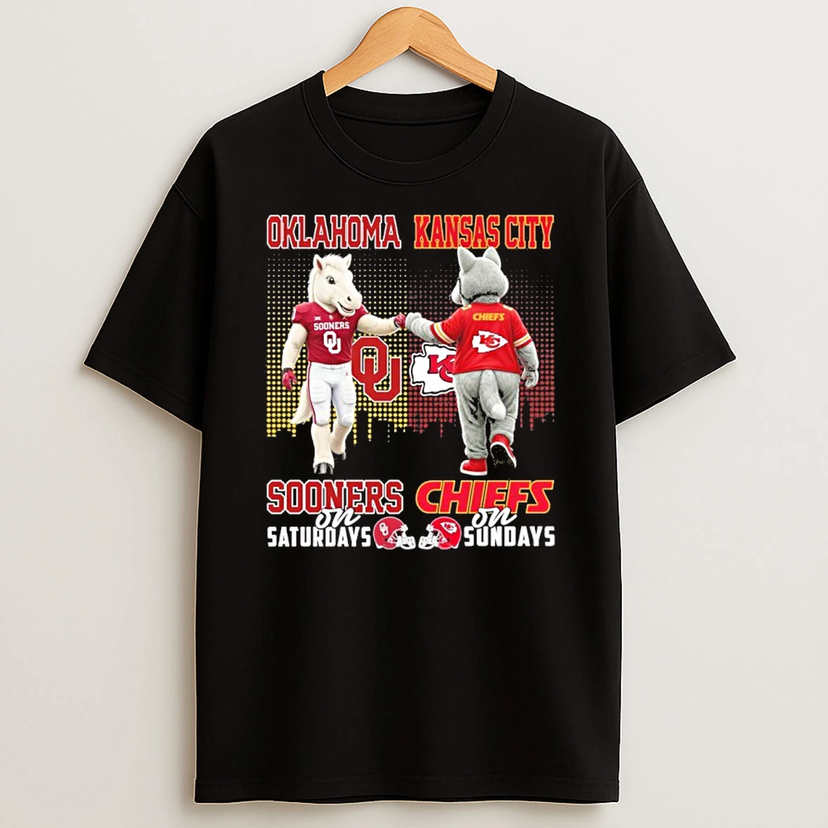 Mascots Oklahoma Sooners On Saturday And Chiefs On Sundays Tshirt Hoodie