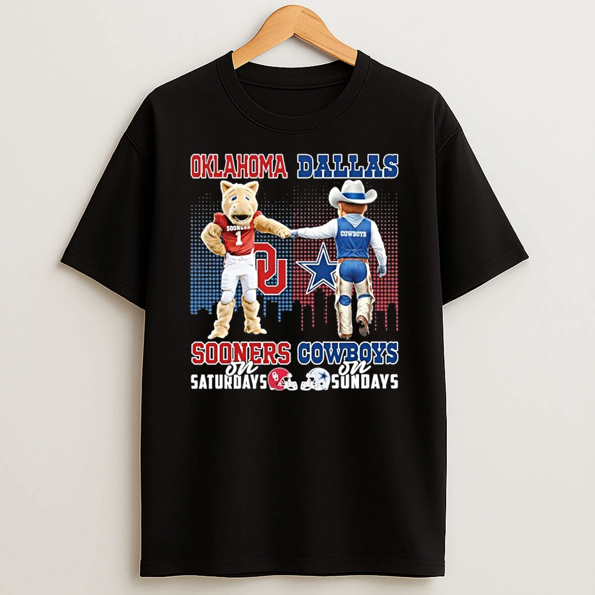 Mascots Oklahoma Sooners On Saturday And Dallas Cowboys On Sundays Tshirt Hoodie