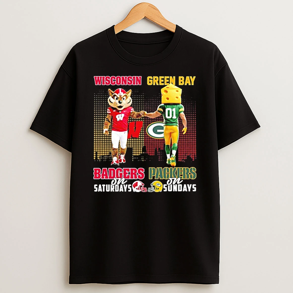 Mascots Wisconsin Badgers On Saturday And Green Bay Packers On Sundays Tshirt Hoodie