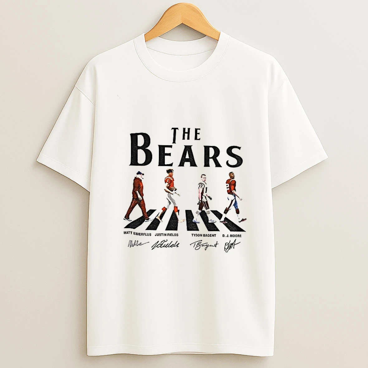 Matt Eberflus Justin Fields Tyson Bagent And D J Moore Chicago Bears Abbey Road Signature 2025 Tshirt Hoodie