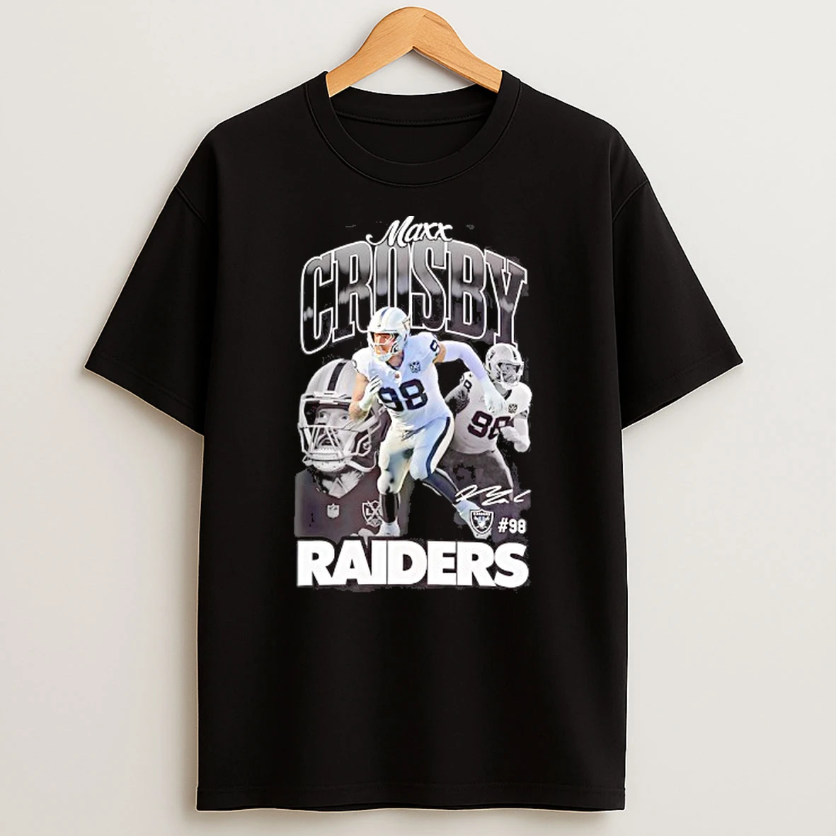 Maxx Crosby 98 Las Vegas Raiders Football Signature Graphic Tshirt Hoodie