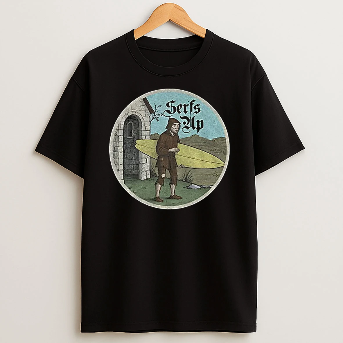 Medieval Surfer Serfs Up Cartoon Vintage Tshirt Hoodie