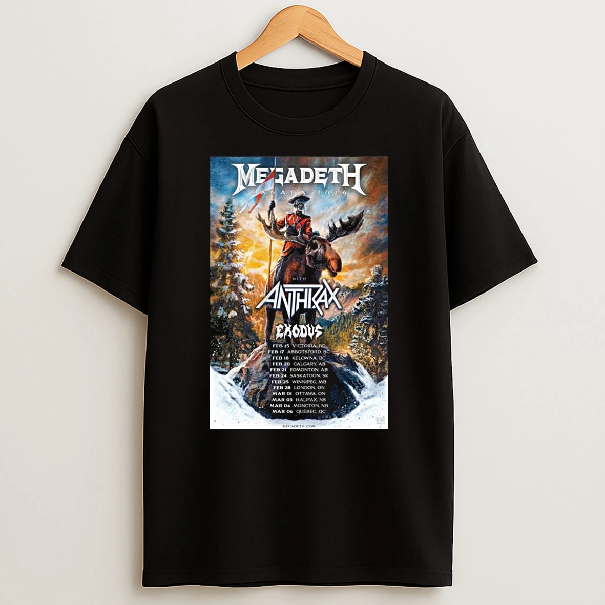 Megadeth Canada 2026 With Anthrax Tour Tshirt Hoodie