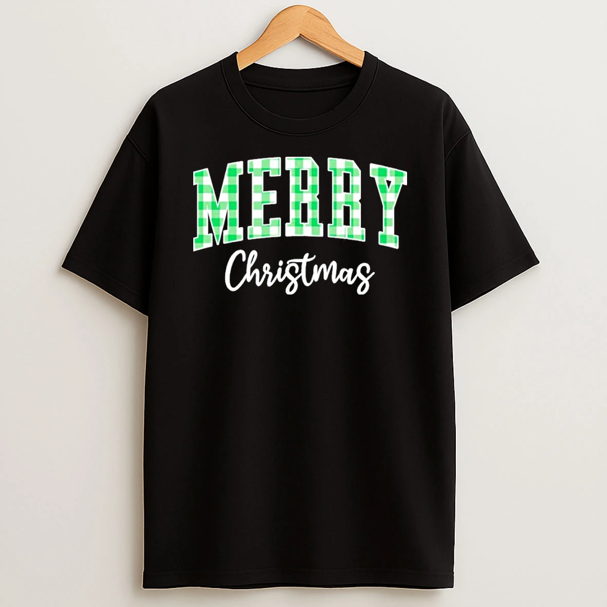 Merry Christmas Green Classic Checkered Tshirt Hoodie