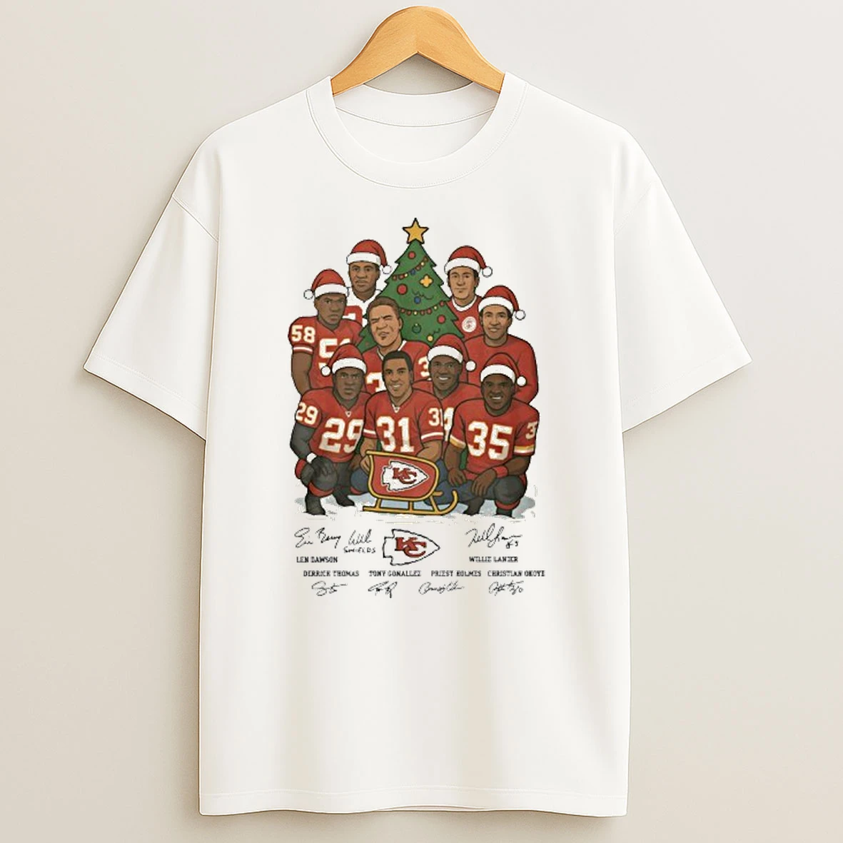 Merry Christmas Kansas City Chiefs Players Signatures Tshirt Hoodie