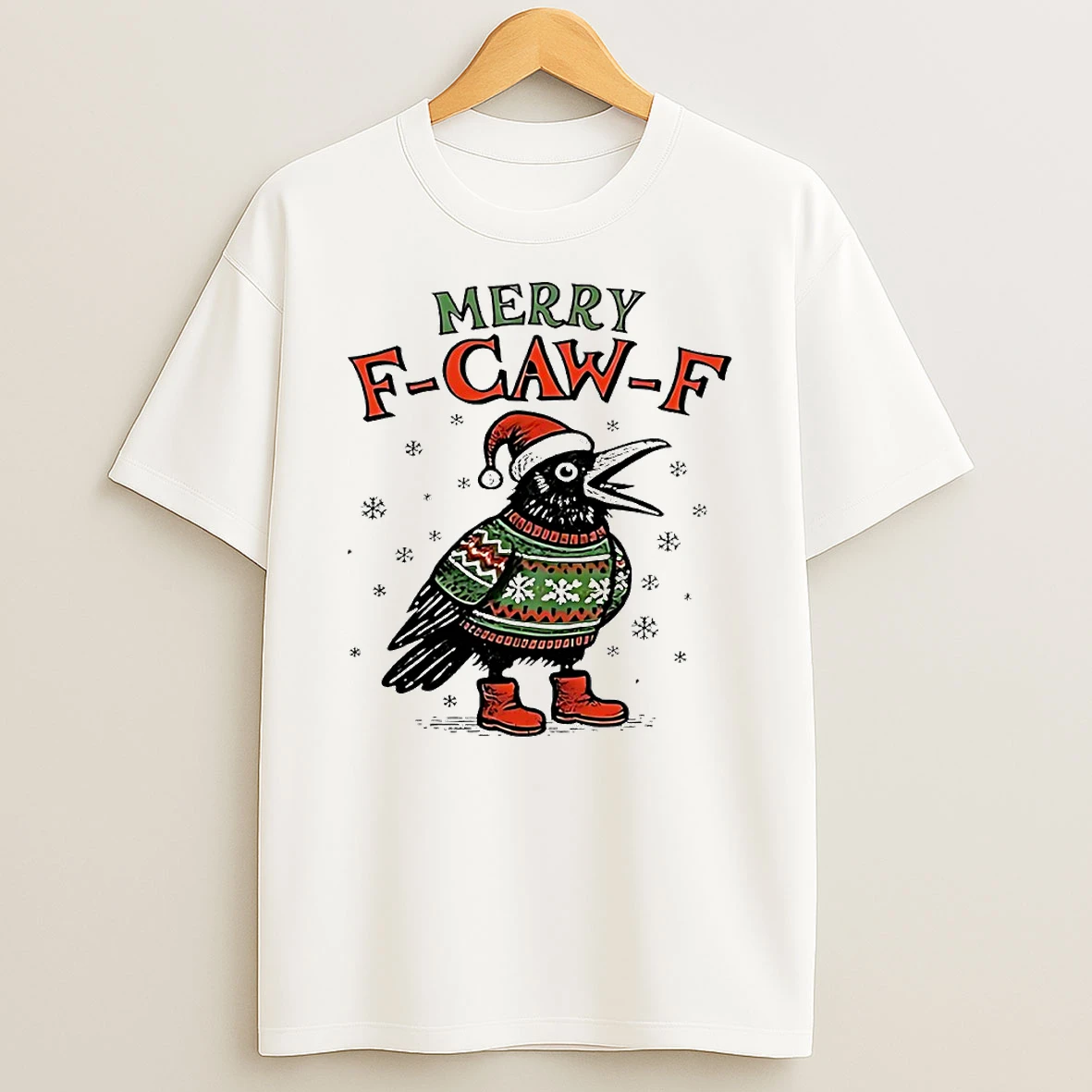 Merry F Caw F 2025 Christmas Circle Tshirt Hoodie