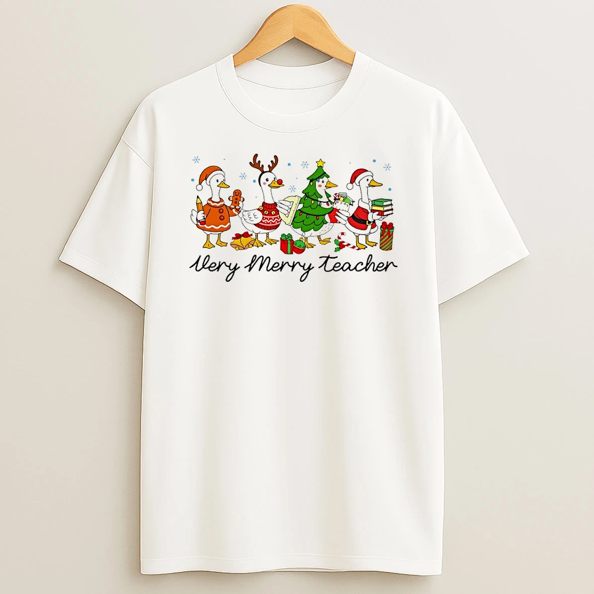 Merry Goosemas Teacher Christmas Circle Tshirt Hoodie
