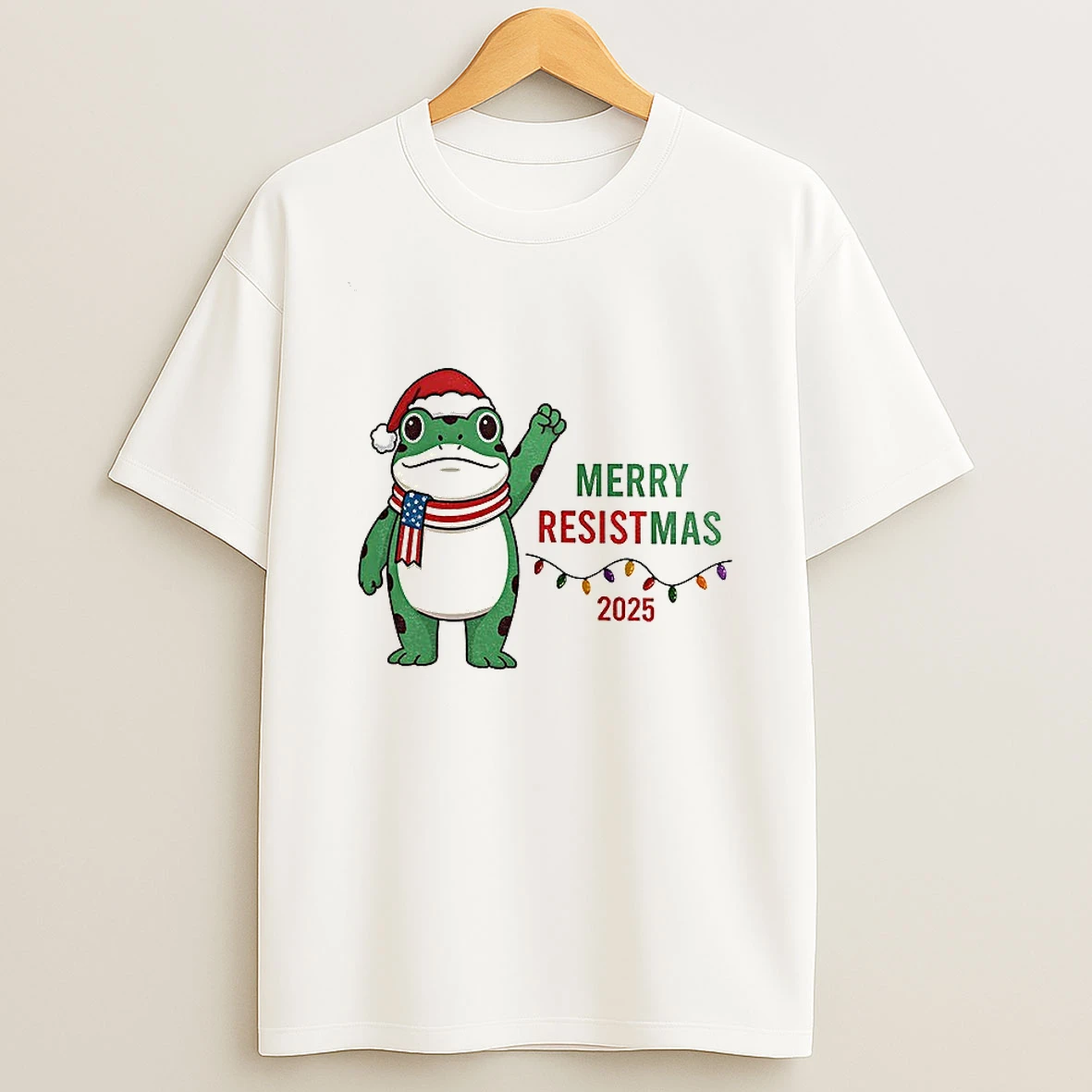 Merry Resistmas Portland Frog Santa Hat Merry Christmas 2025 Tshirt Hoodie