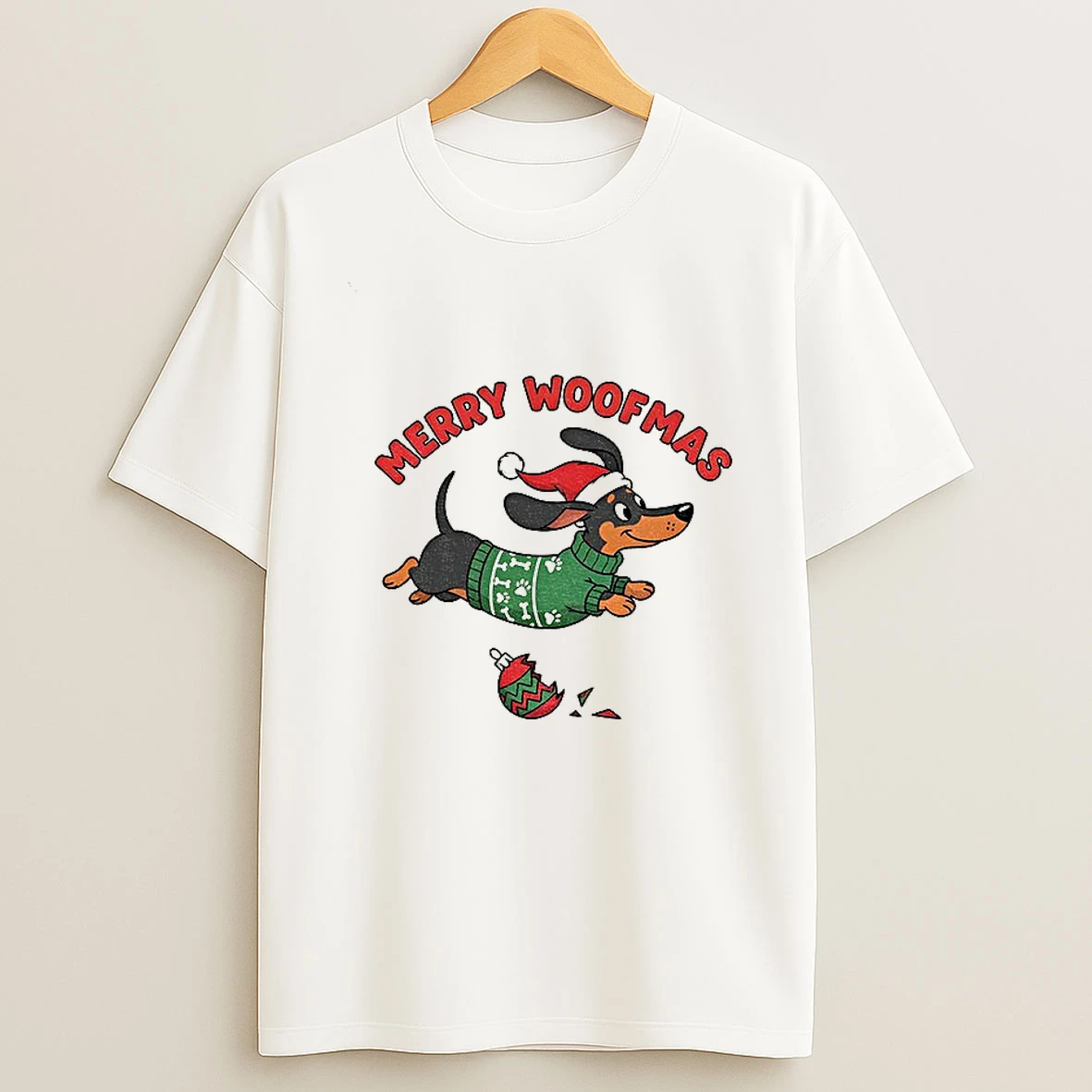 Merry Woofmas Dachshund Christmas Tshirt Hoodie