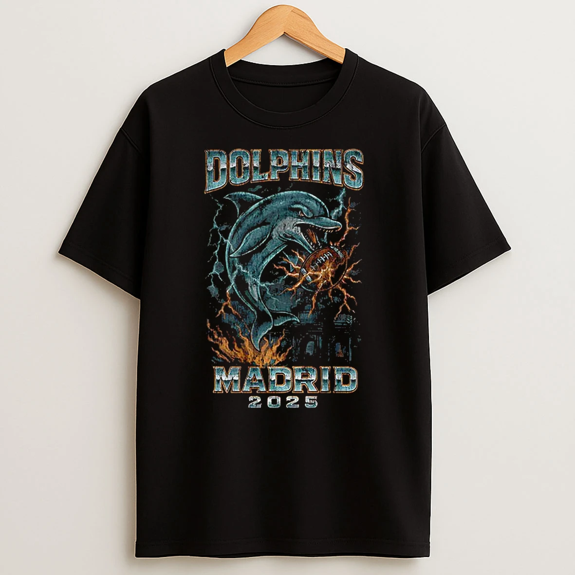 Miami Dolphins Nfl Football X Madrid 2025 Distressed Vintage Tshirt Hoodie