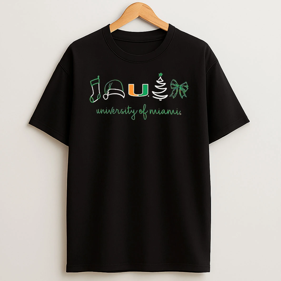 Miami Hurricanes Christmas Sock Hat Tree Bow Elements Tshirt Hoodie