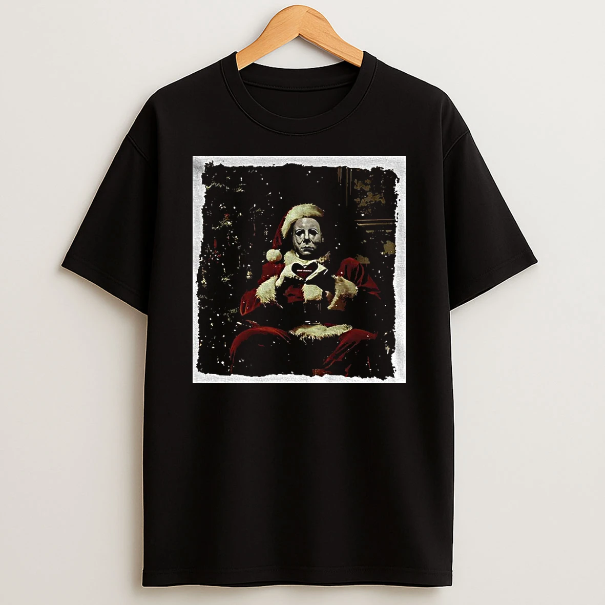 Michael Myers Heart Hands Horror Movie Santa Claus Merry Christmas Tshirt Hoodie