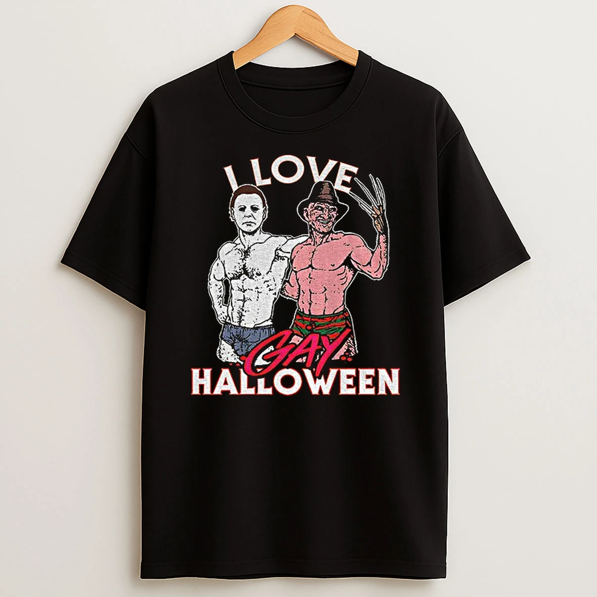 Michael Myers And Freddy Krueger I Love Gay Halloween Tshirt Hoodie