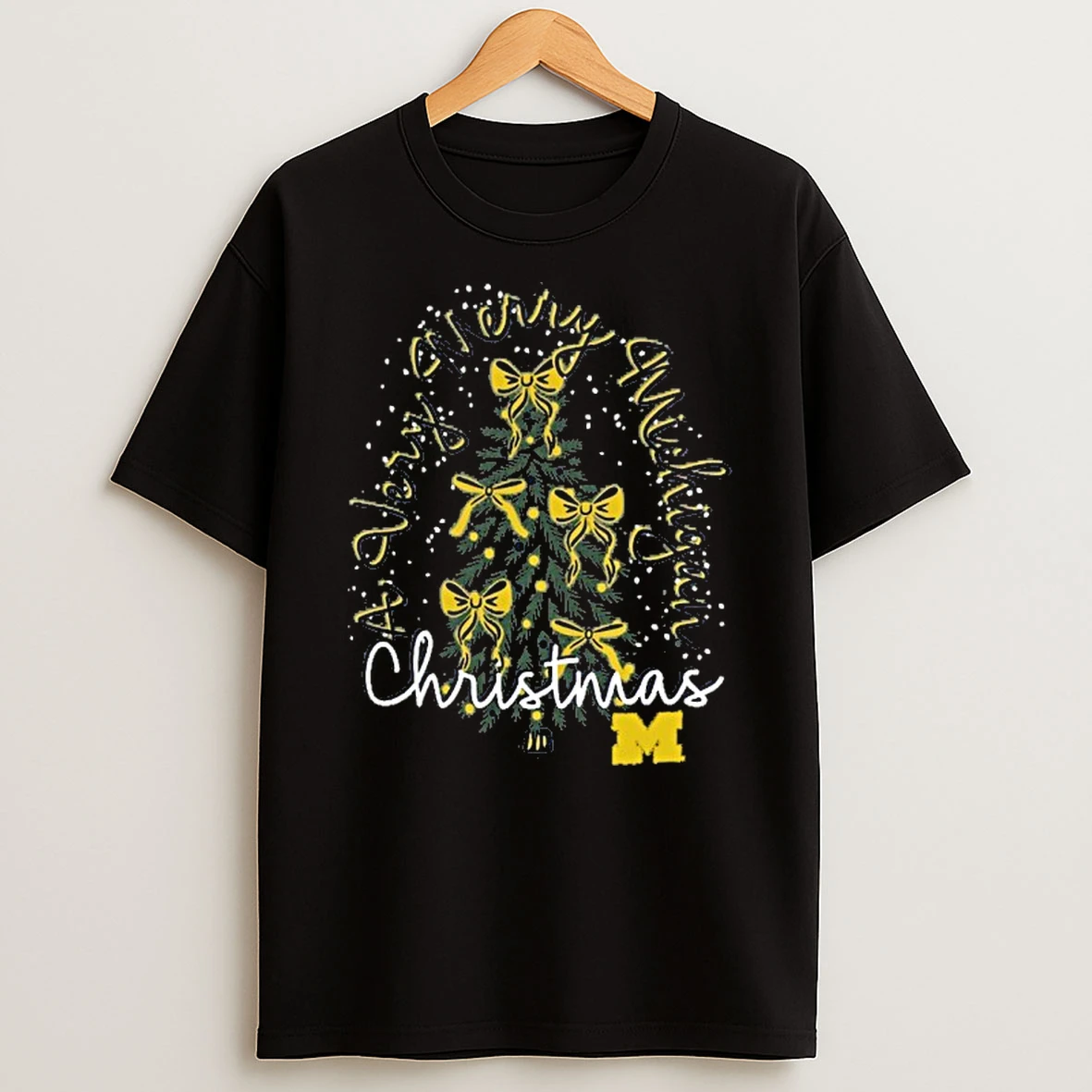 Michigan Wolverines Christmas Tree Holiday Tshirt Hoodie
