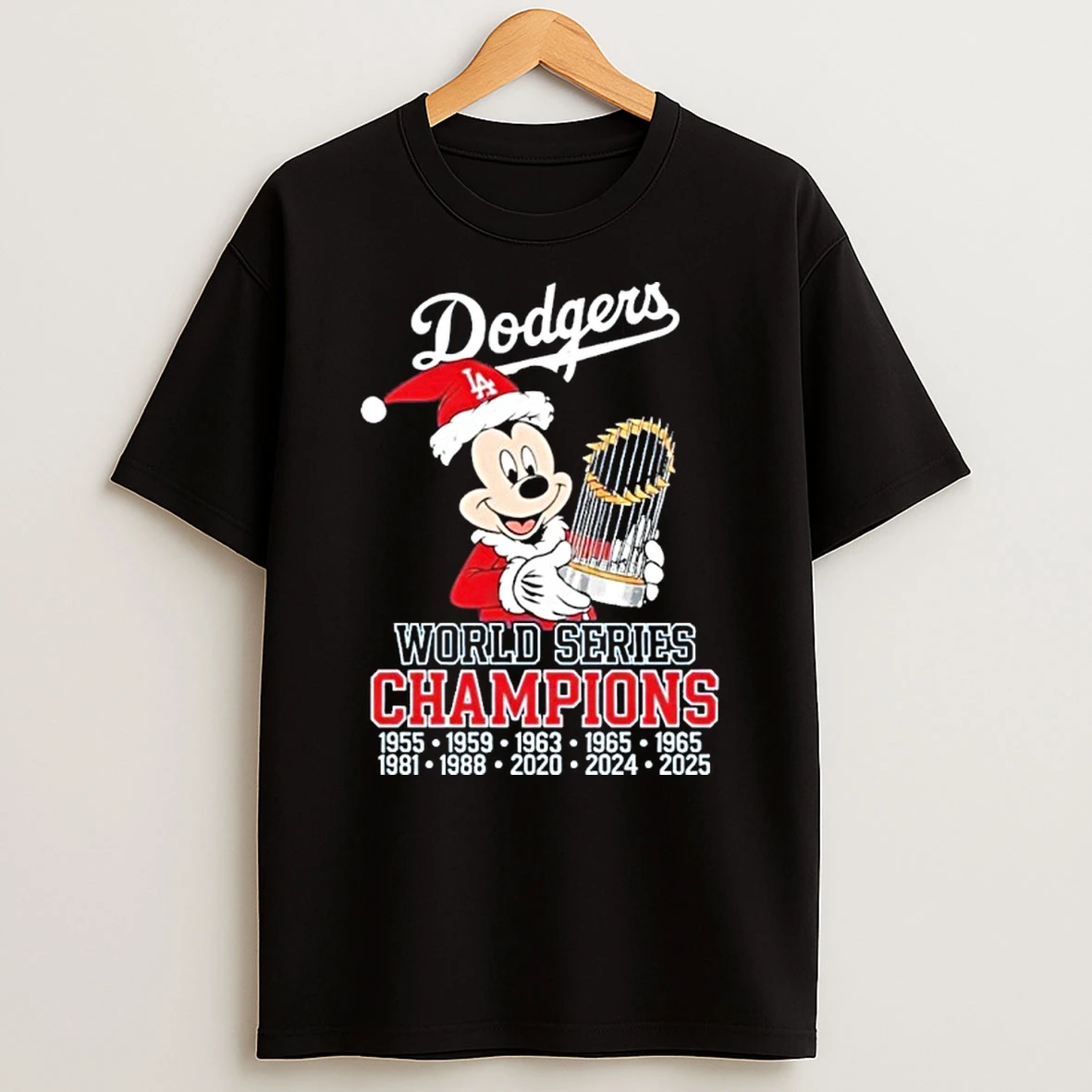 Mickey Mouse Christmas Los Angeles Dodgers World Series Champions Tshirt Hoodie