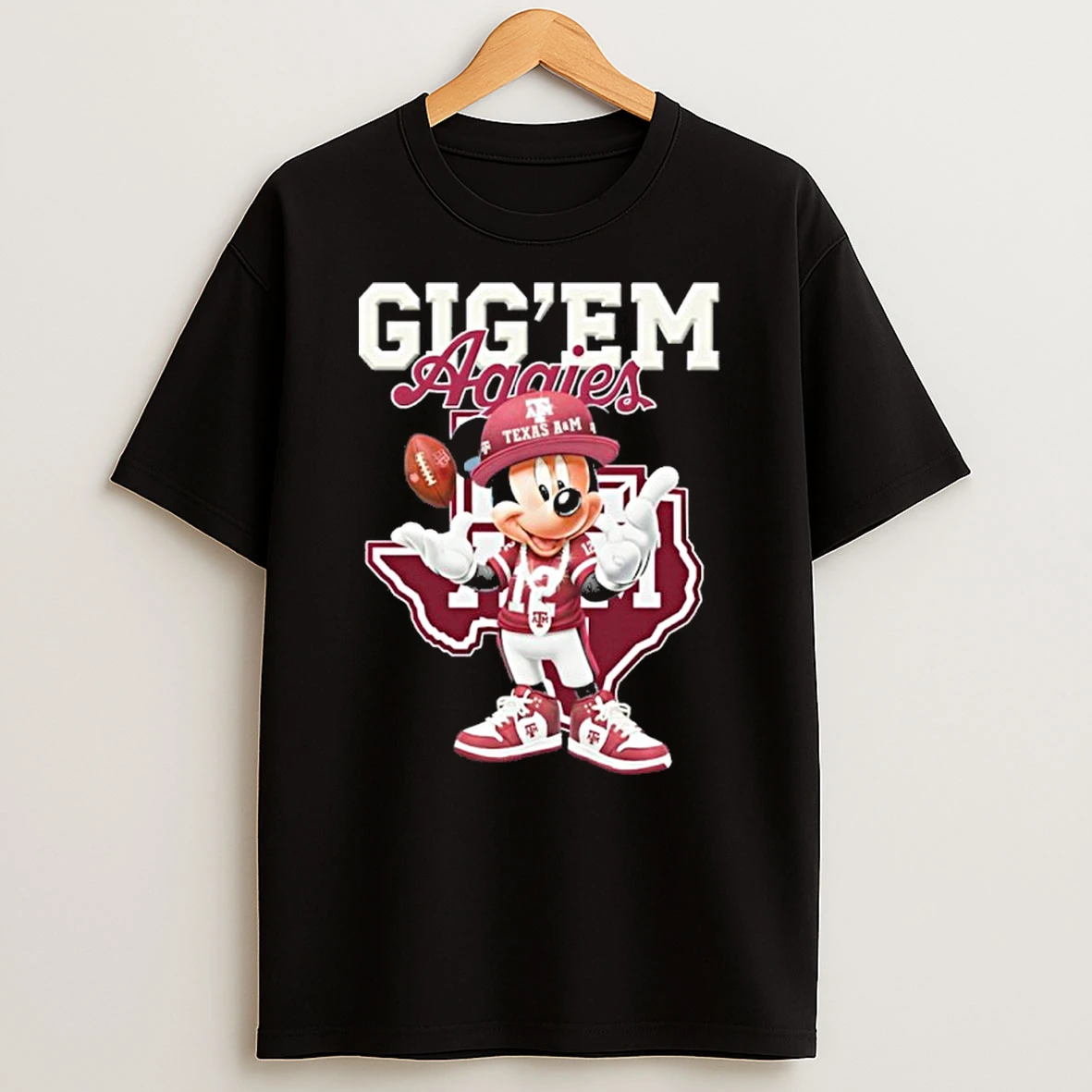 Mickey Mouse Gig Em Texas Am Aggies Tshirt Hoodie