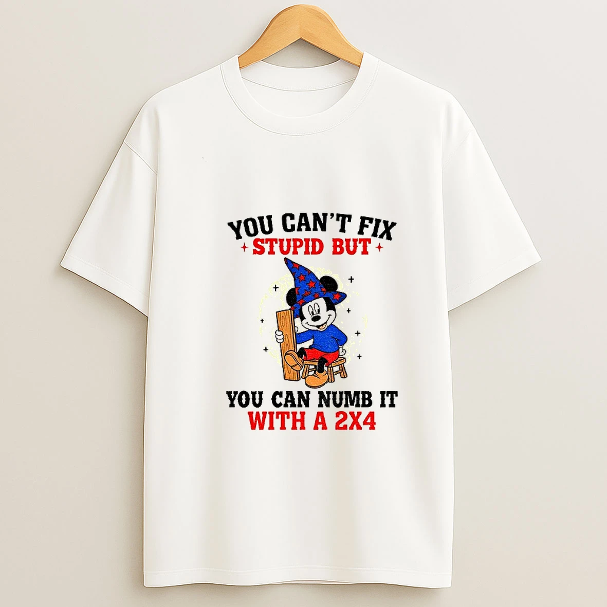 Mickey Witch You Cant Fix Stupid But I Can Numb It With A 2x4 Tshirt Hoodie