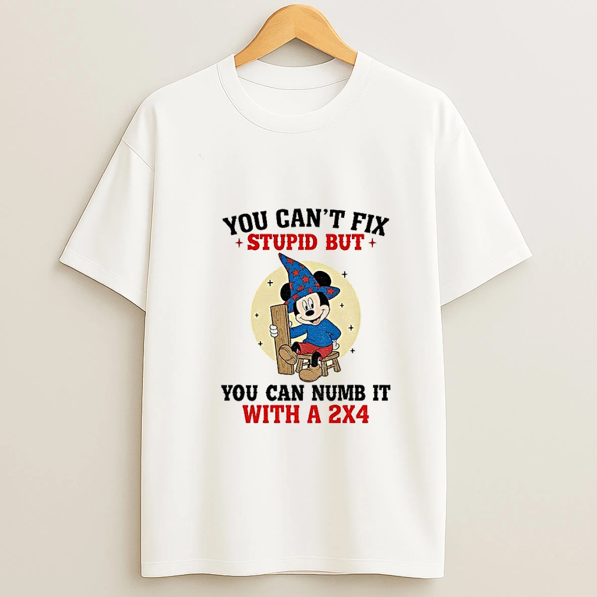 Mickey You Cant Fix Stupid You Can Numb It With A 2x4 Merry Christmas Tshirt Hoodie