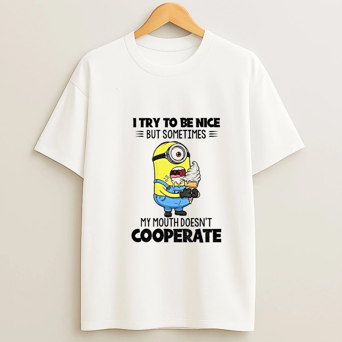 Minion I Try To Be Nice But Sometimes My Mouth Doesnt Cooperate Christmas Tshirt Hoodie