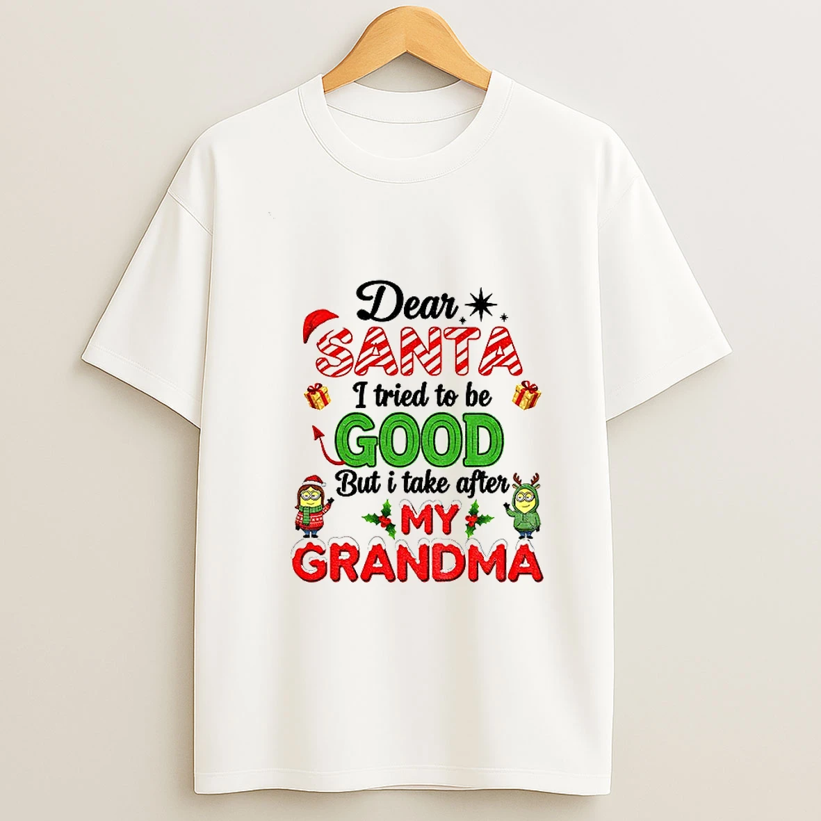 Minion Dear Santa I Tried To Be Good But I Take After My Grandma Christmas Tshirt Hoodie