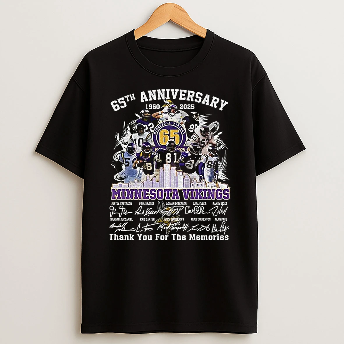 Minnesota Vikings 65th Anniversary 1960 2025 Skol Thank You For The Memories Signatures Tshirt Hoodie