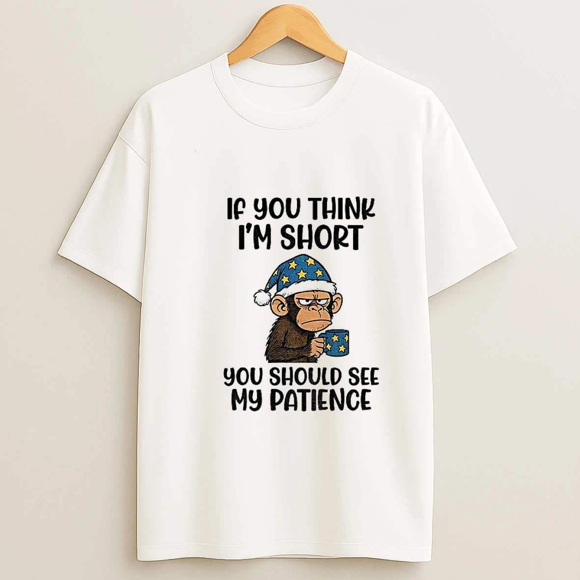 Monkey Santa Hat If You Think Im Short You Should See My Patience Tshirt Hoodie