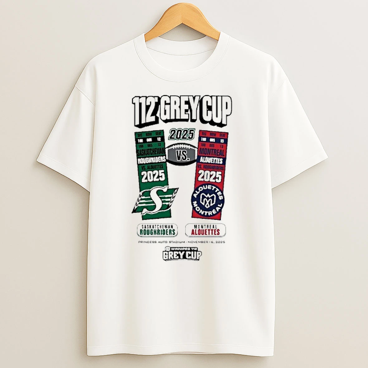 Montreal Alouettes Vs Saskatchewan Roughriders 112th Grey Cup Head To Head Tshirt Hoodie