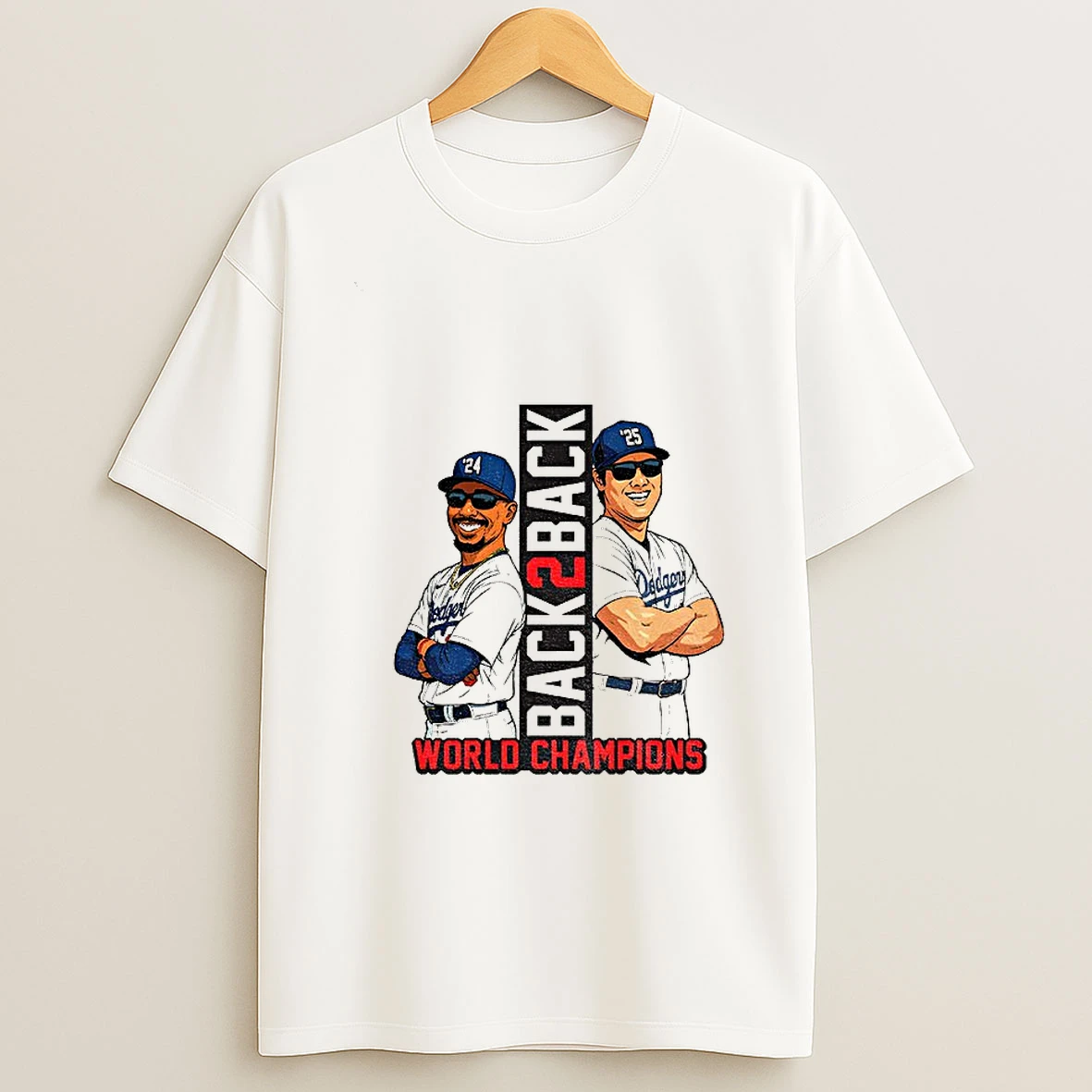 Mookie Betts And Shohei Ohtani Cartoon Los Angeles Dodgers Back 2 Back World Champions 2025 Tshirt Hoodie