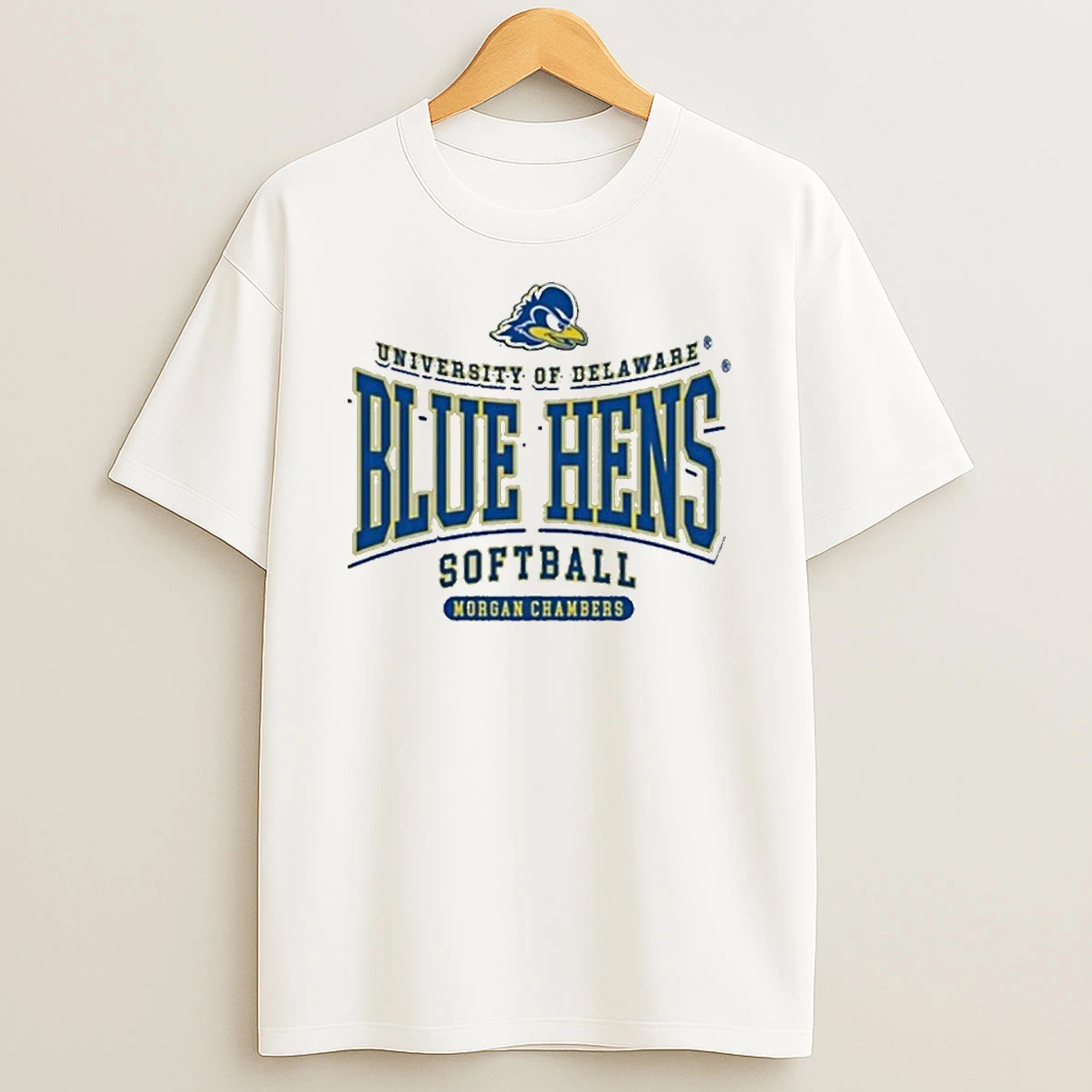 Morgan Chambers University Of Delaware Blue Hens Softball Logo Tshirt Hoodie