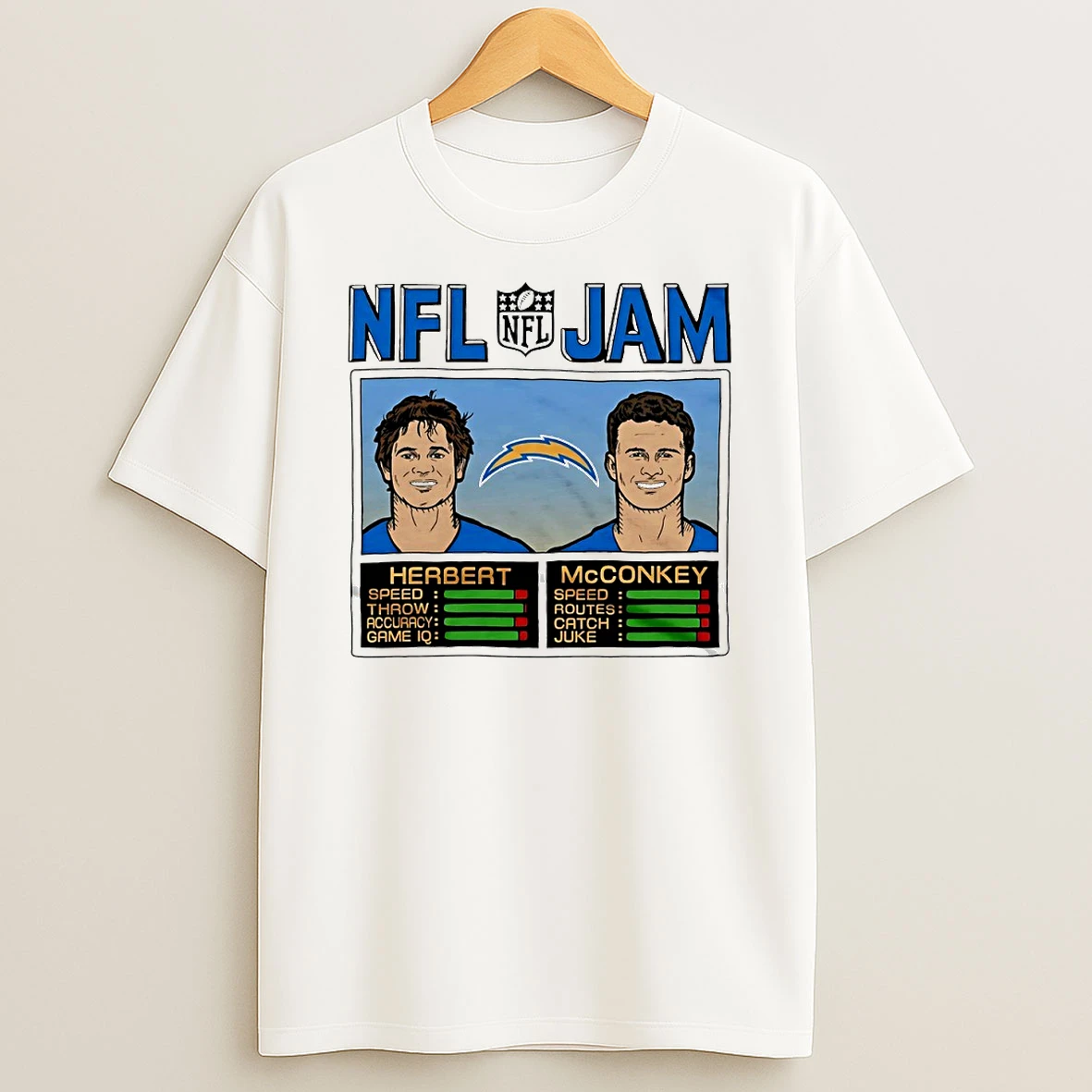 Nfl Jam Los Angeles Chargers Justin Herbert And Ladd Mcconkey Circle Tshirt Hoodie