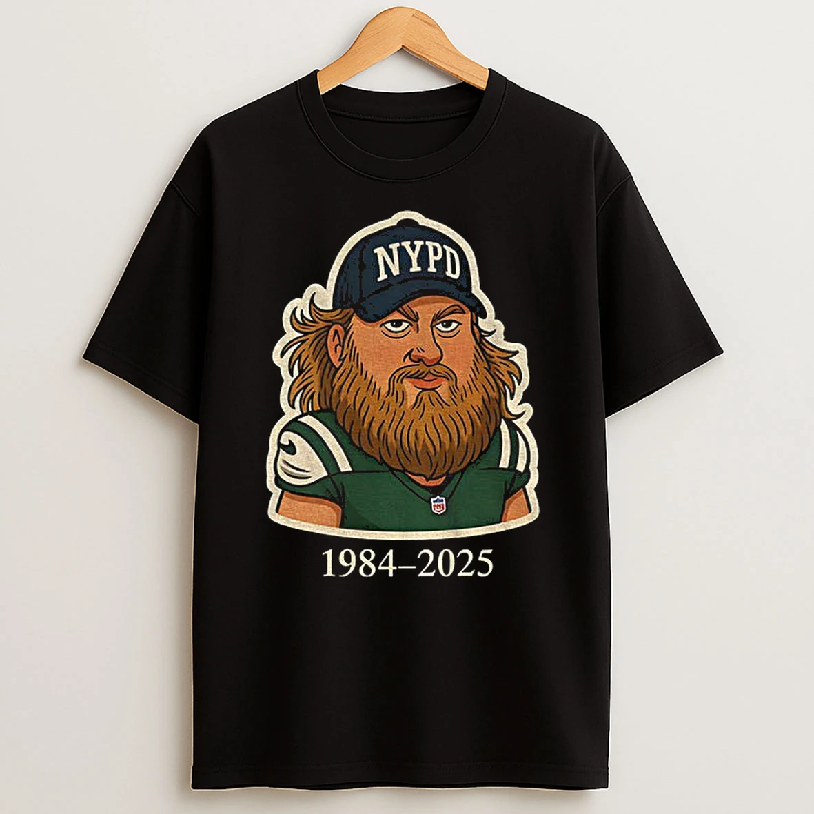 Nypd Legend Nick Mangold Cartoon New York Jets Tribute 1984 2025 Football Tshirt Hoodie