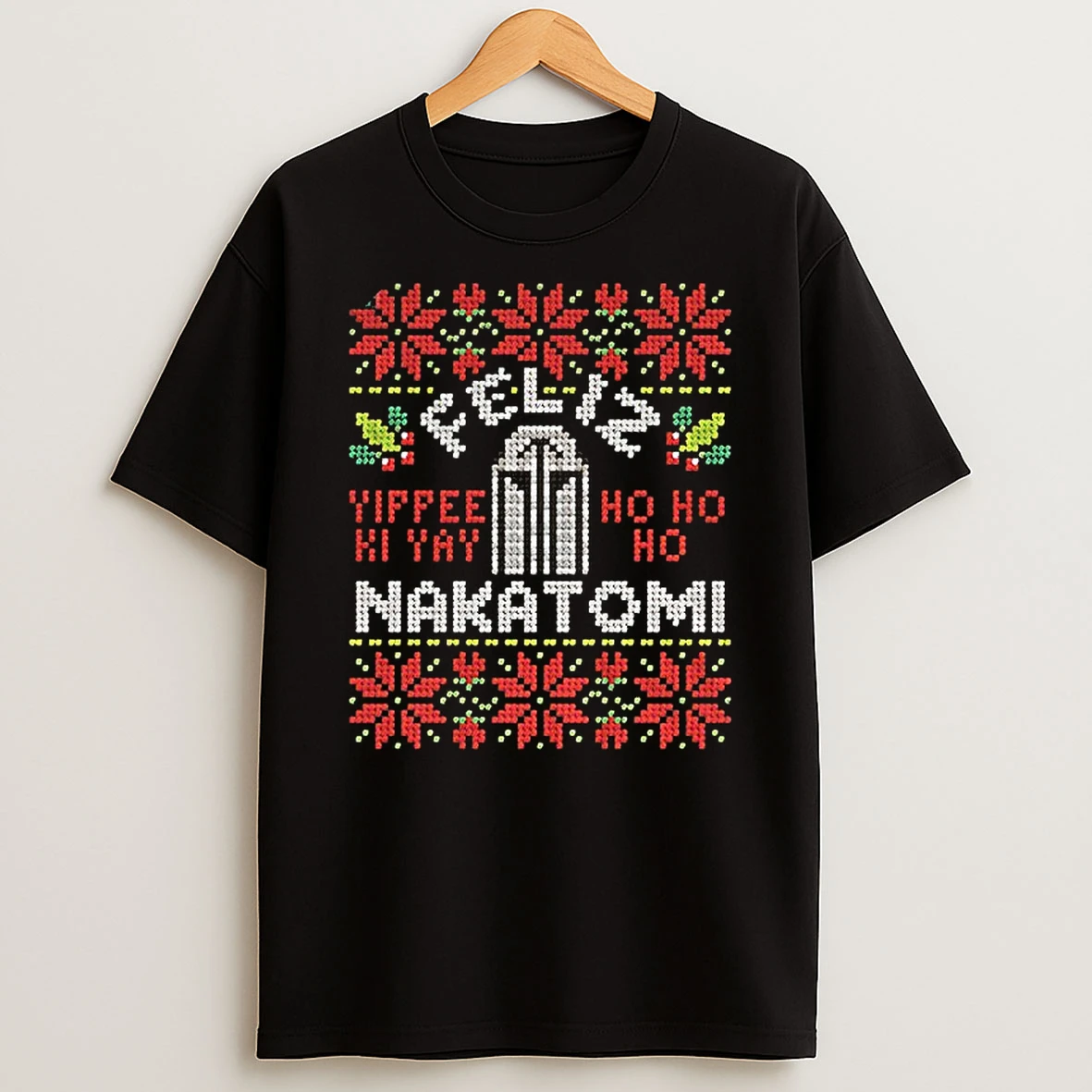 Nakatomi Plaza From Die Hard Feliz Nakatomi Yippee Ki Yay Ho Ho Ho Merry Christmas Tshirt Hoodie