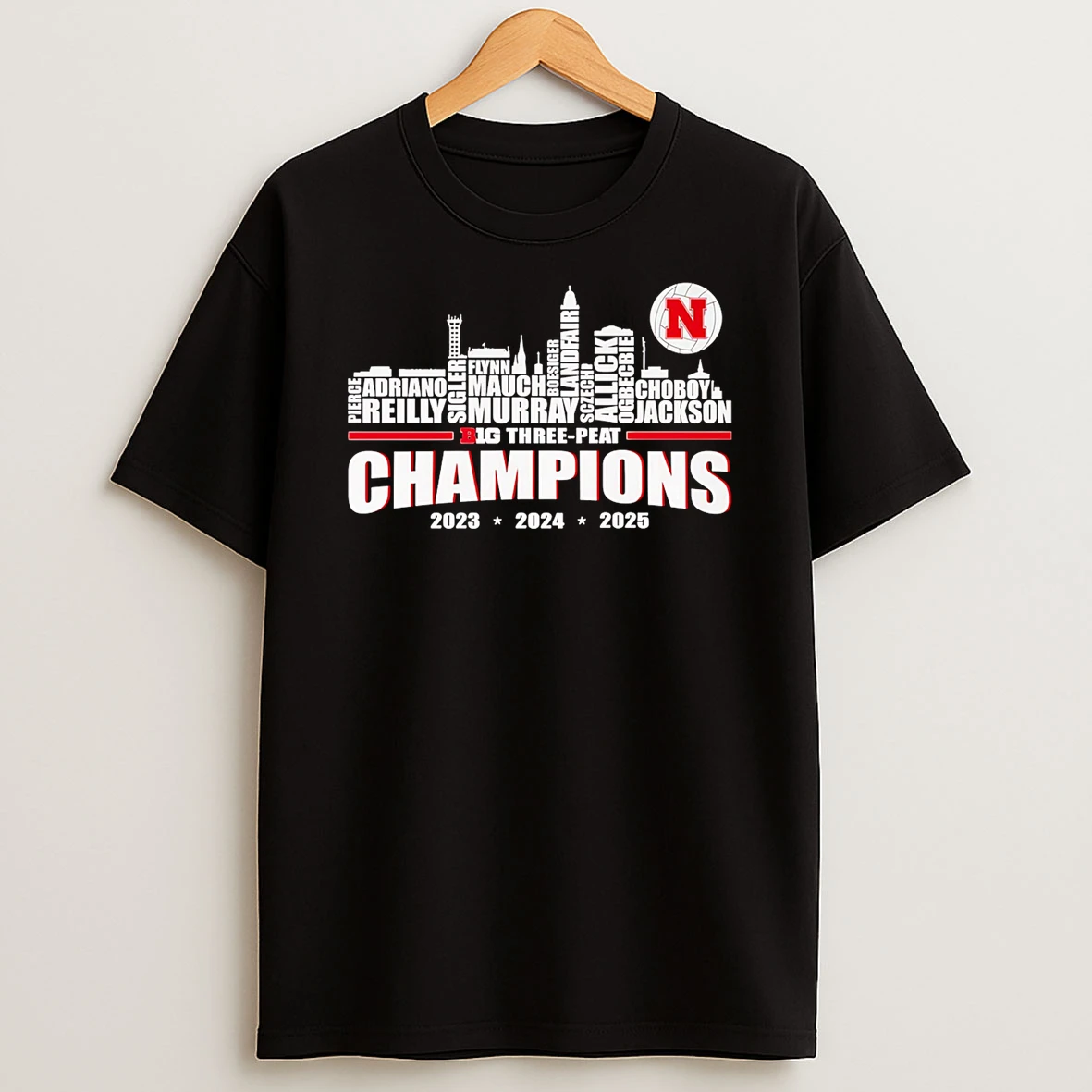 Nebraska Huskers Big Three Peat Champions 2025 Tshirt Hoodie