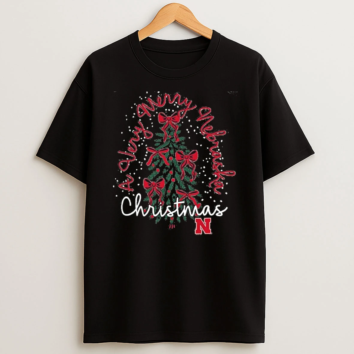Nebraska Huskers Christmas Tree Holiday Tshirt Hoodie
