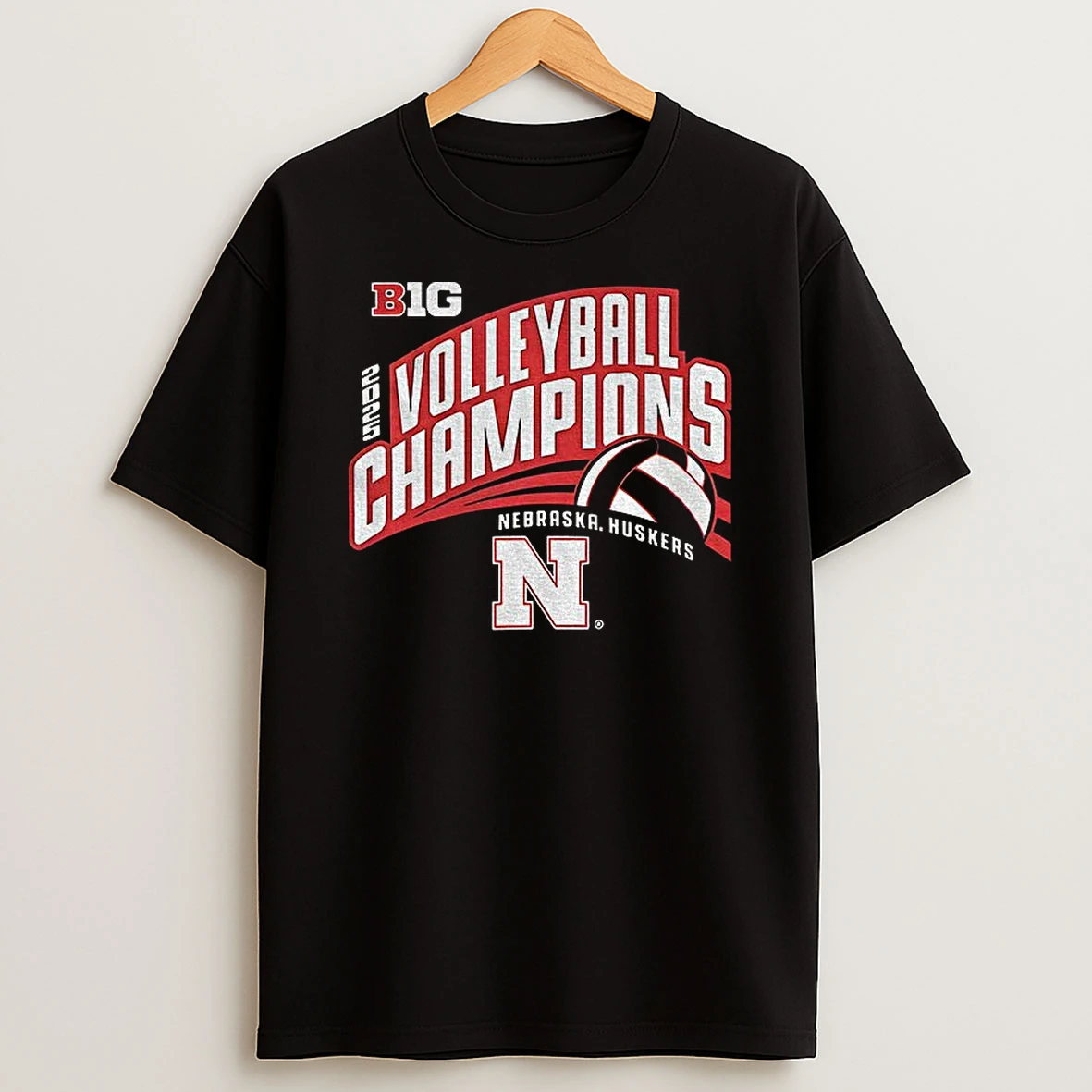 Nebraska Huskers Volleyball Champions 2025 Big Logo Tshirt Hoodie