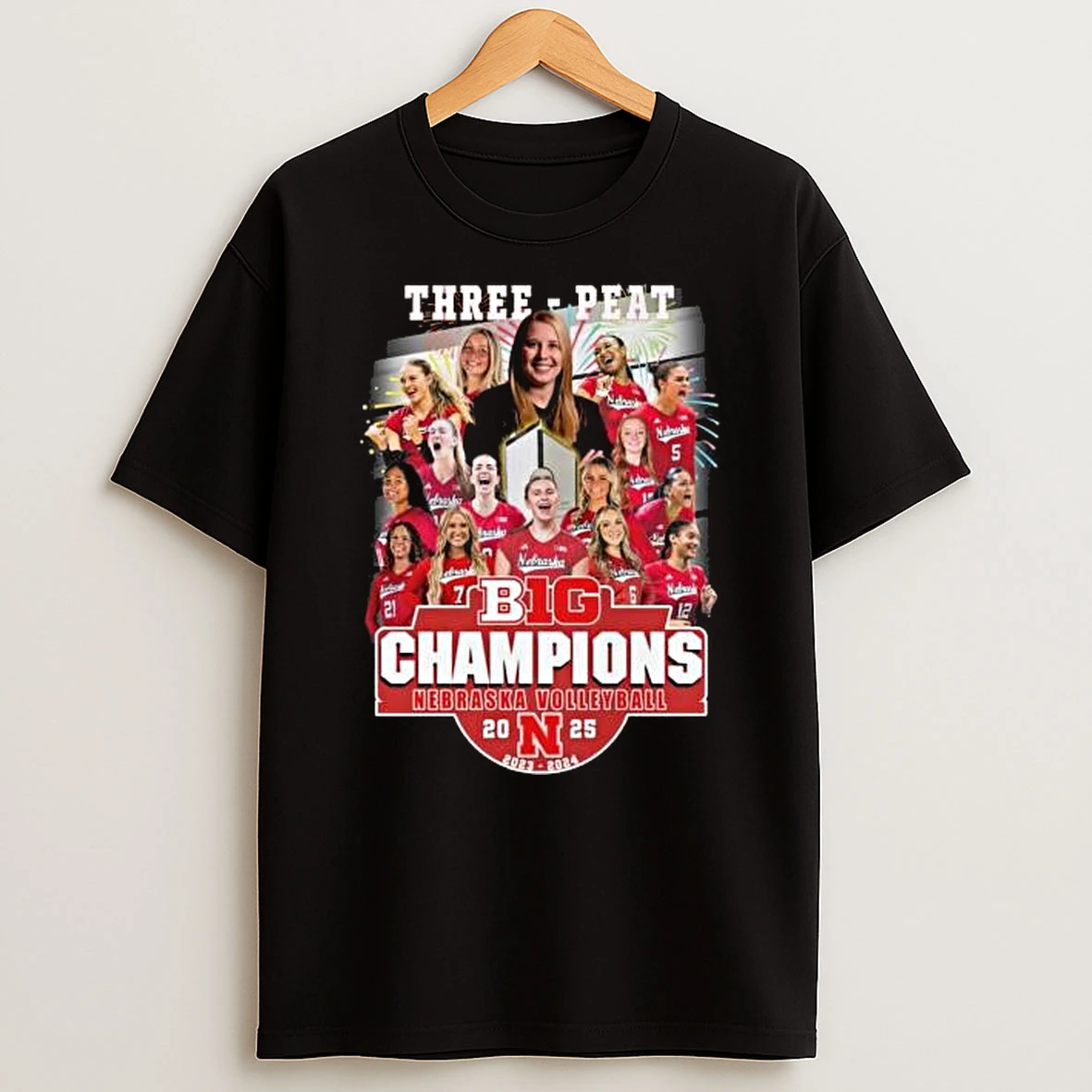 Nebraska Volleyball Three Peat Big Champions 2023 2025 Tshirt Hoodie