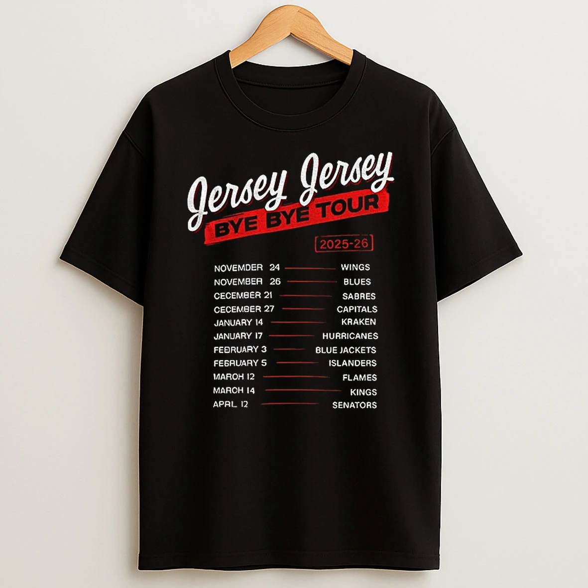 New Jersey Devils Jersey Jersey Bye Bye World Tour Season Of Steals 2025 Tshirt Hoodie