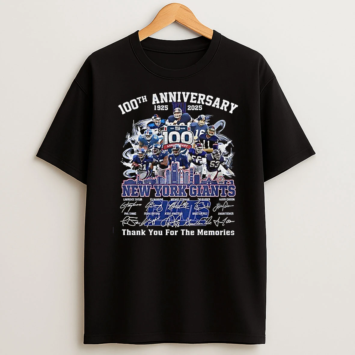 New York Giants 100th Anniversary 1925 2025 Our Way Thank You For The Memories Signatures Tshirt Hoodie
