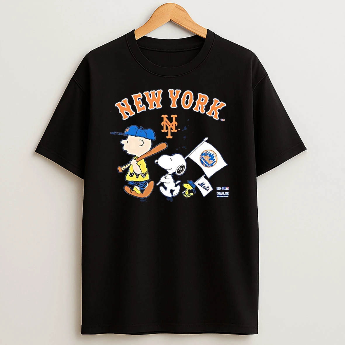New York Mets X Peanuts Flag Crossing Tshirt Hoodie