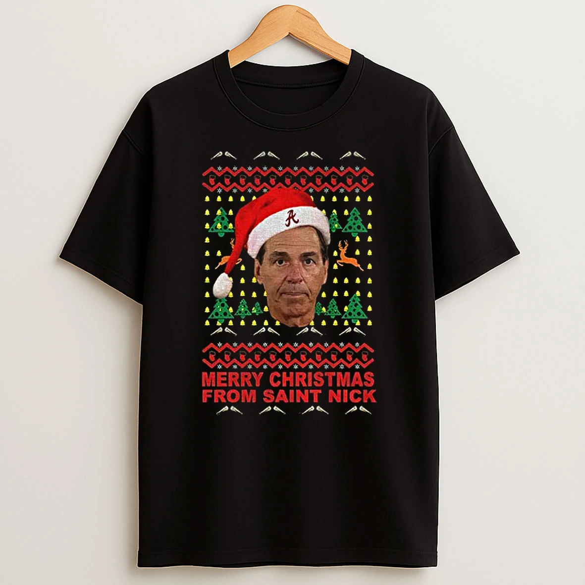 Nick Saban Santa Hat Alabama Crimson Tide Football Merry Christmas From Saint Nick Tshirt Hoodie