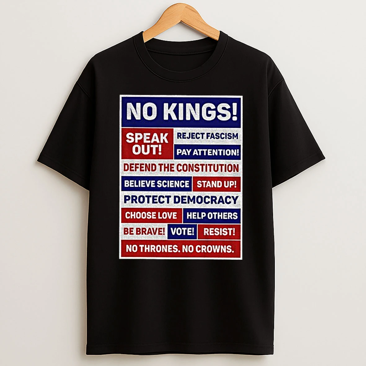 No Kings Speak Out Reject Fascism Pay Attention Defend The Constitution Believe Science Tshirt Hoodie