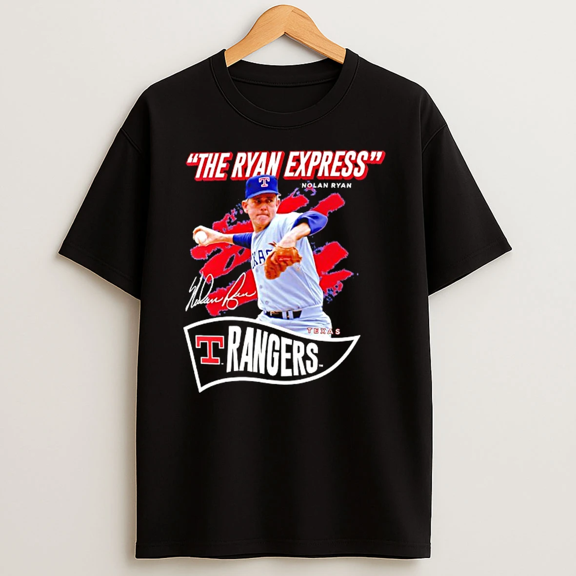 Nolan Ryan Texas Rangers Baseball The Ryan Express Signature Tshirt Hoodie