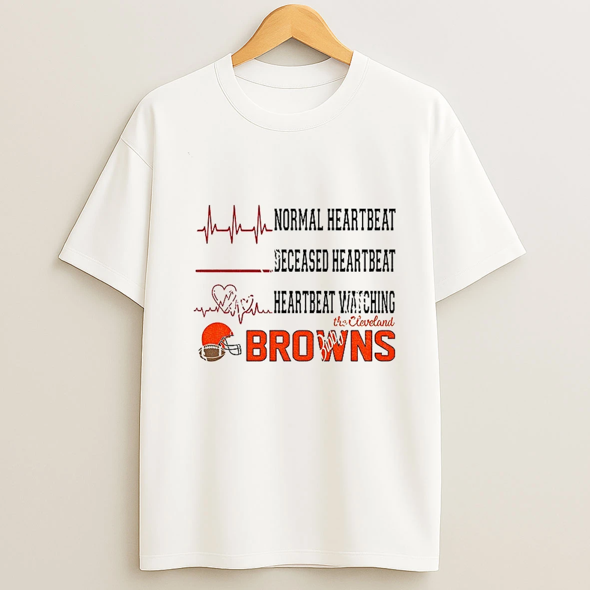 Normal Heartbeat Deceased Heartbeat Heartbeat Watching Cleveland Browns Nfl Football 2025 Tshirt Hoodie