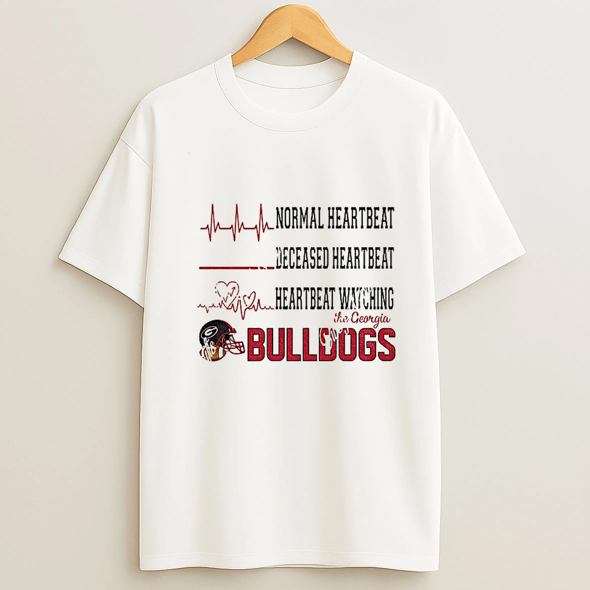 Normal Heartbeat Deceased Heartbeat Heartbeat Watching Georgia Bulldogs Football 2025 Tshirt Hoodie