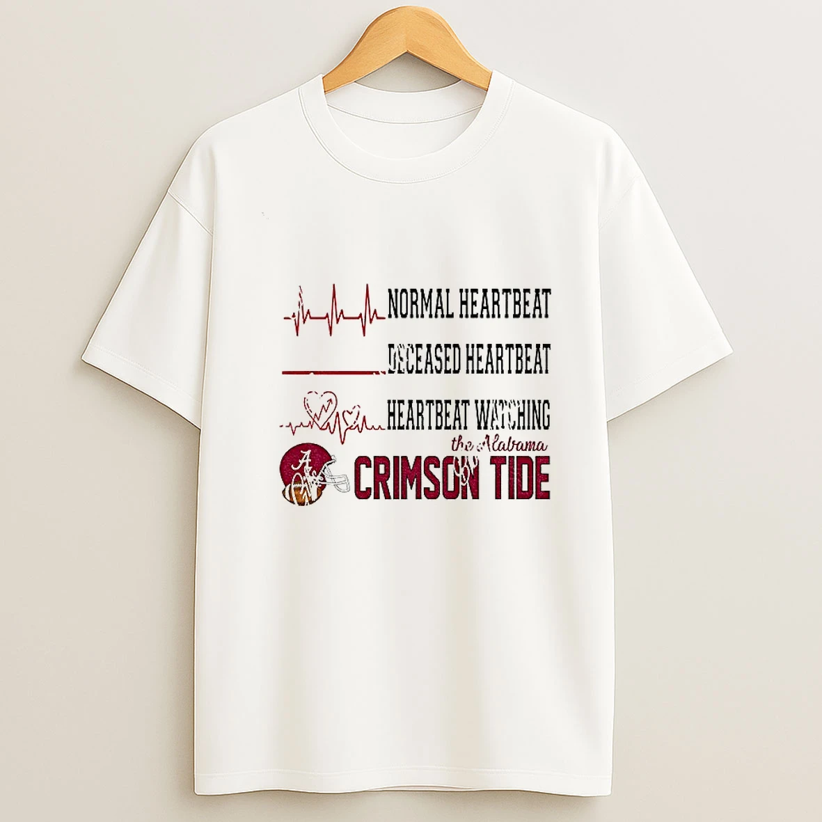 Normal Heartbeat Deceased Heartbeat Heartbeat Watching The Alabama Crimson Tide Football Nfl 2025 Tshirt Hoodie